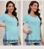 Bearsland Women's Maternity Shirt Casual Tops Side Split Pullovers Pregnancy Clothes