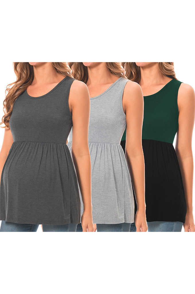 Beaisland 3 Pack Women Maternity Tank Tops Sleeveless Pregnancy Tank Shirts Postpartum Tops Basic Shirts Summer