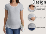Casual Ribbed Scoop Neck Short Sleeve Maternity Top