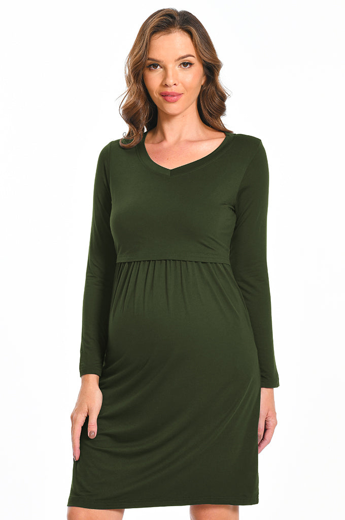 Bearsland Women's V-Neck Long Sleeve Maternity Dresses Nursing Dresses Bearsland Women's V-Neck Long Sleeve Maternity Dresses Nursing Dresses