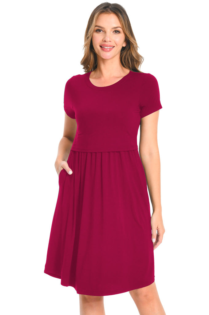 Bearsland Women's Short Sleeves Nursing Dresses with Pockets