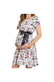 Bearsland Women’s Maternity Midi Dress Short Sleeve Casual Beach Pregnancy Dresses with Belt