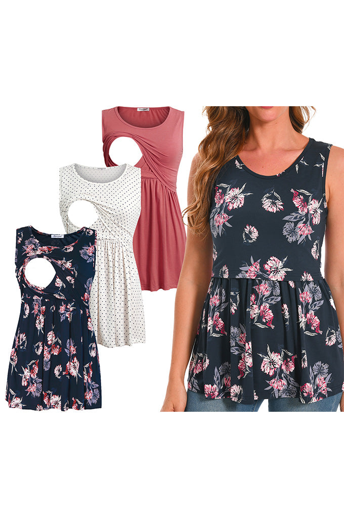 Bearsland Sleeveless Round Neck Nursing Tank Top