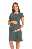 Bearsland Women's Short Sleeve Maternity Dress with Pocket