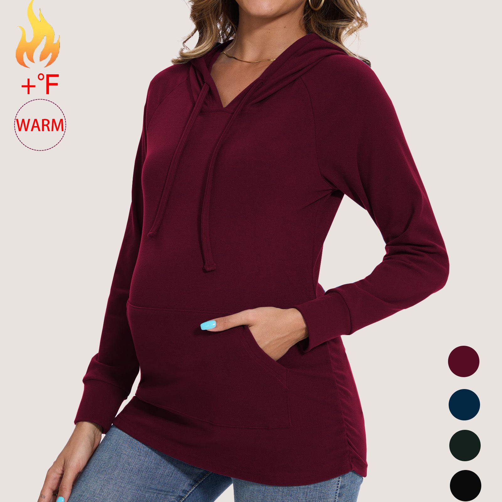 Bearsland Women's Maternity Hoodie Long Sleeves Shirt Casual V neck Top