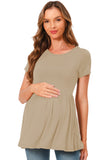 Bearsland Maternity Tops Short Sleeve Scoop Neck Pregnancy Clothes
