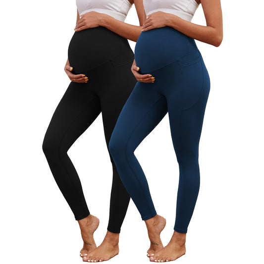 Bearsland Women's Plus Size Maternity Leggings Two-Piece Set