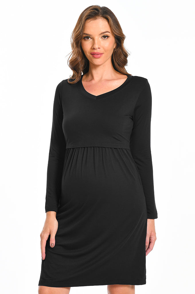 Bearsland Women's V-Neck Long Sleeve Maternity Dresses Nursing Dresses Bearsland Women's V-Neck Long Sleeve Maternity Dresses Nursing Dresses