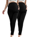 Bearsland Women's Plus Size Maternity Pants with Drawstring 2-Piece Set