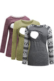 Women's 3 Packs Maternity Clothes Long Sleeves Breastfeeding Shirts Nursing Top