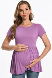 Bearsland Maternity Tops Short Sleeve Scoop Neck Pregnancy Clothes