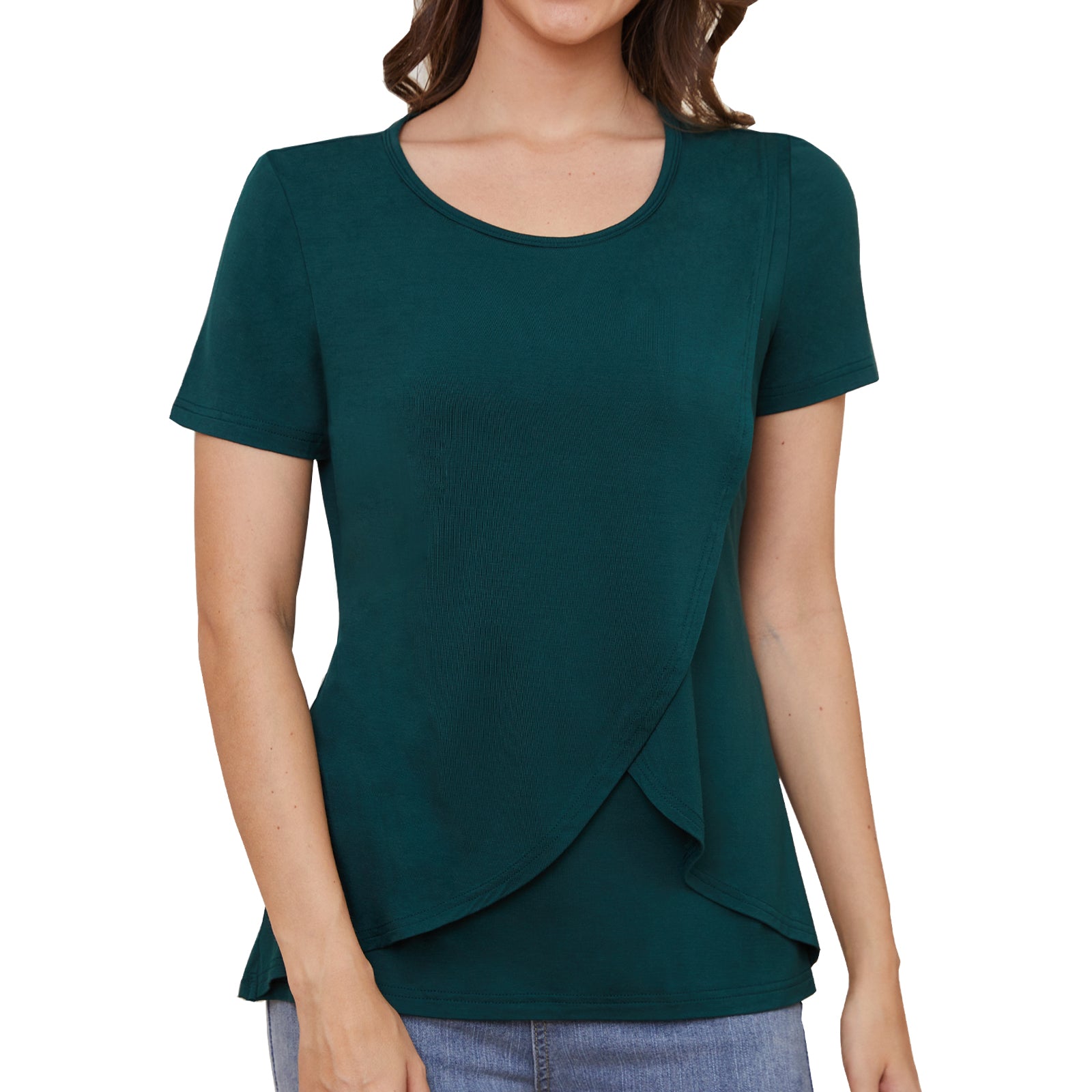 Beaisland Maternity Shirts Short Sleeve Nursing Tops, 3-Pack