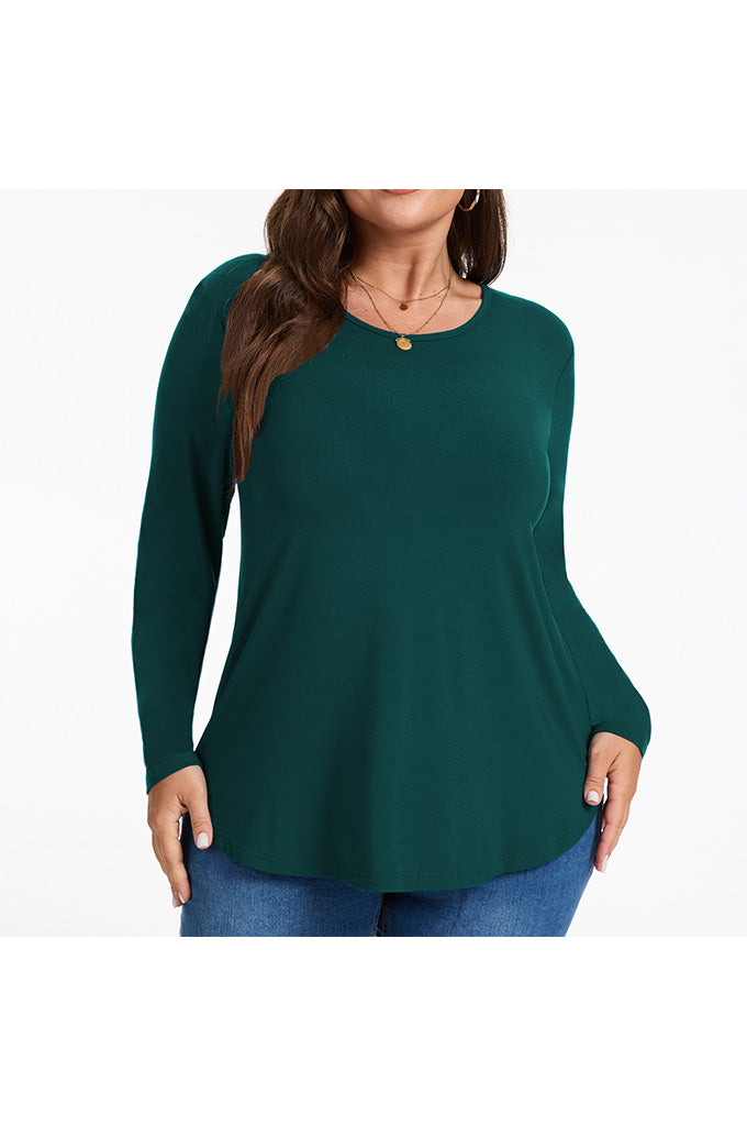 Women's Plus Size Tops Crew neck Long Sleeve Shirts Loose Tunic Tops Fall Shirts