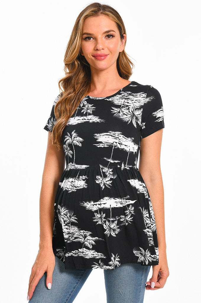 Bearsland Maternity Tops Short Sleeve Scoop Neck Pregnancy Clothes