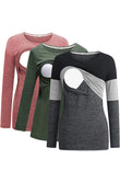 Women's 3 Packs Maternity Clothes Long Sleeves Breastfeeding Shirts Nursing Top