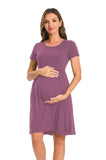 Bearsland Women's Short Sleeve Maternity Dress with Pocket