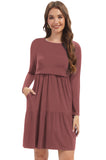 Bearsland Women’s Long Sleeve Nursing Dress with Pocket