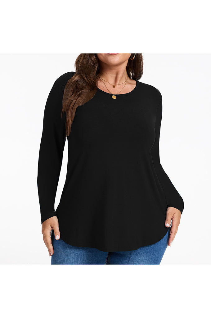 Women's Plus Size Tops Crew neck Long Sleeve Shirts Loose Tunic Tops Fall Shirts