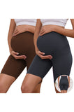 Women's Plus Size Butterluxe Maternity Shorts over The Belly Pregnancy Yoga Shorts Workout Athletic Biker Shorts 2-Pack