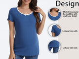 Casual Ribbed Scoop Neck Short Sleeve Maternity Top