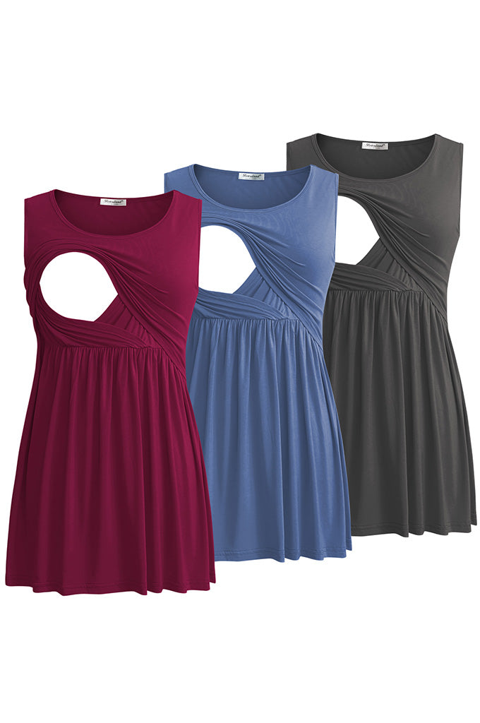 Bearsland Women's Sleeveless Round Neck Nursing Tank Top