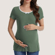 Casual Ribbed Scoop Neck Short Sleeve Maternity Top