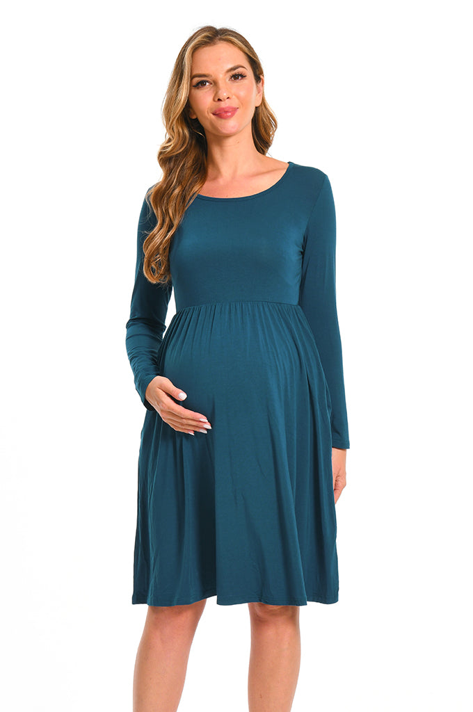 Bearsland Women’s Long Sleeve Maternity Dresses with Pocket