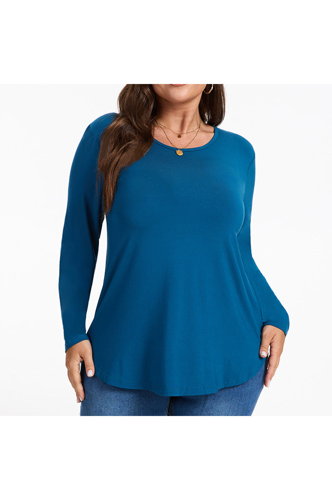 Women's Plus Size Tops Crew neck Long Sleeve Shirts Loose Tunic Tops Fall Shirts