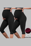Women's Maternity Capri Leggings over The Belly Pregnancy Yoga Pants Workout Activewear Leggings 2-Pack