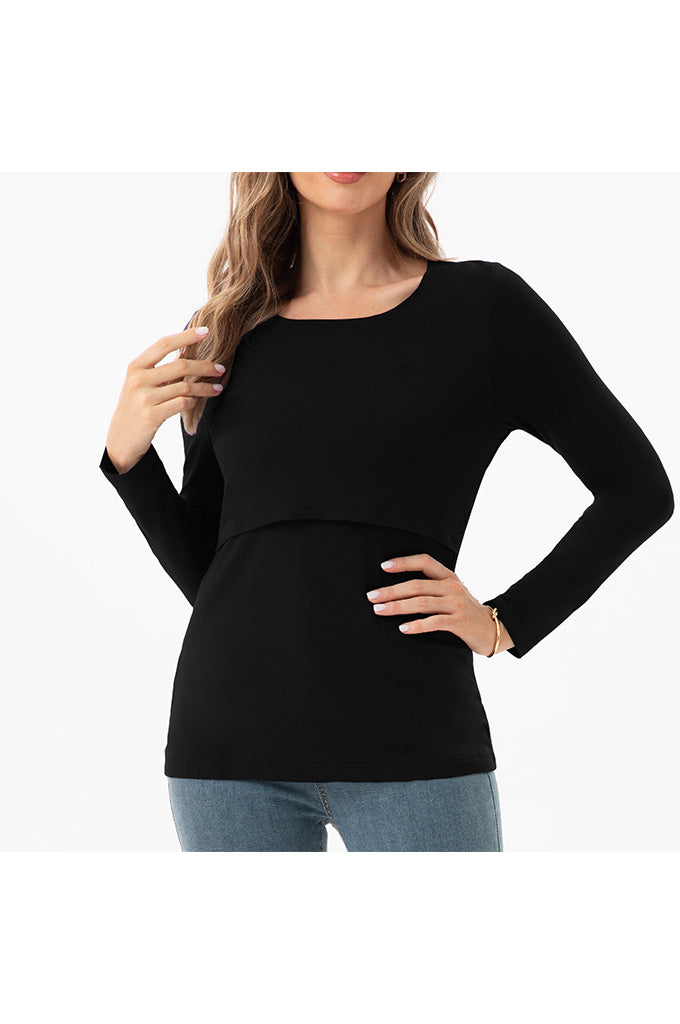 Women's Maternity Nursing Tops Comfy Long Sleeve Breastfeeding T-Shirt 3-Pack