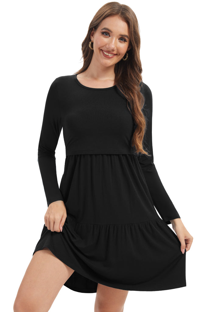 Bearsland Women’s Long Sleeve Nursing Dress with Pocket