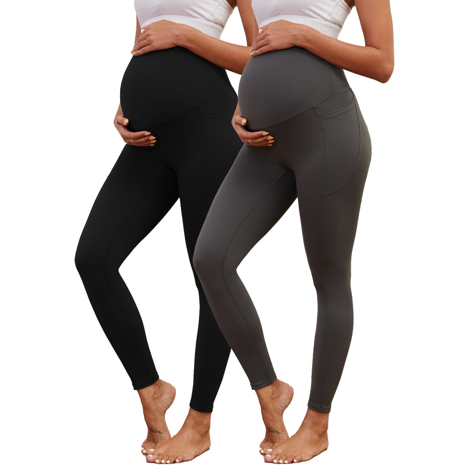 Bearsland Women's Plus Size Maternity Leggings Two-Piece Set