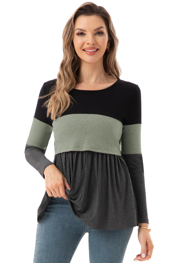 Bearsland Women’s Nursing Top Long Sleeve Scoop Neck Nursing Shirt