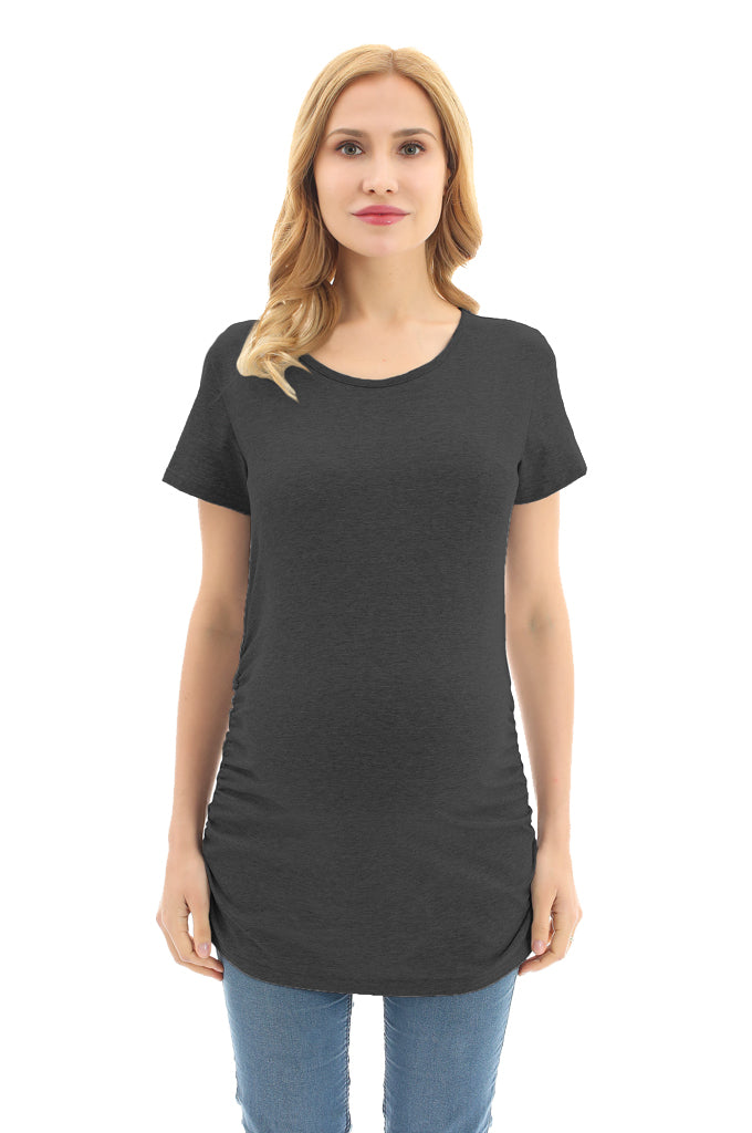 Bearsland Women's Maternity T-Shirt Classic Side Ruffle