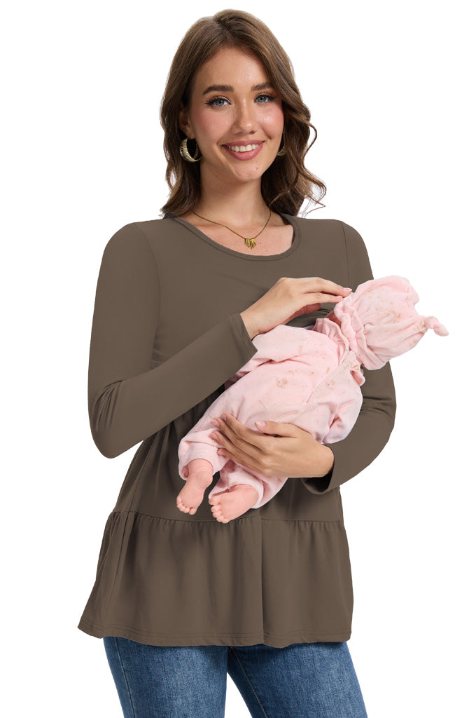 Bearsland Women’s Nursing Top 3pack Long Sleeve Scoop Neck Breastfeeding Shirts