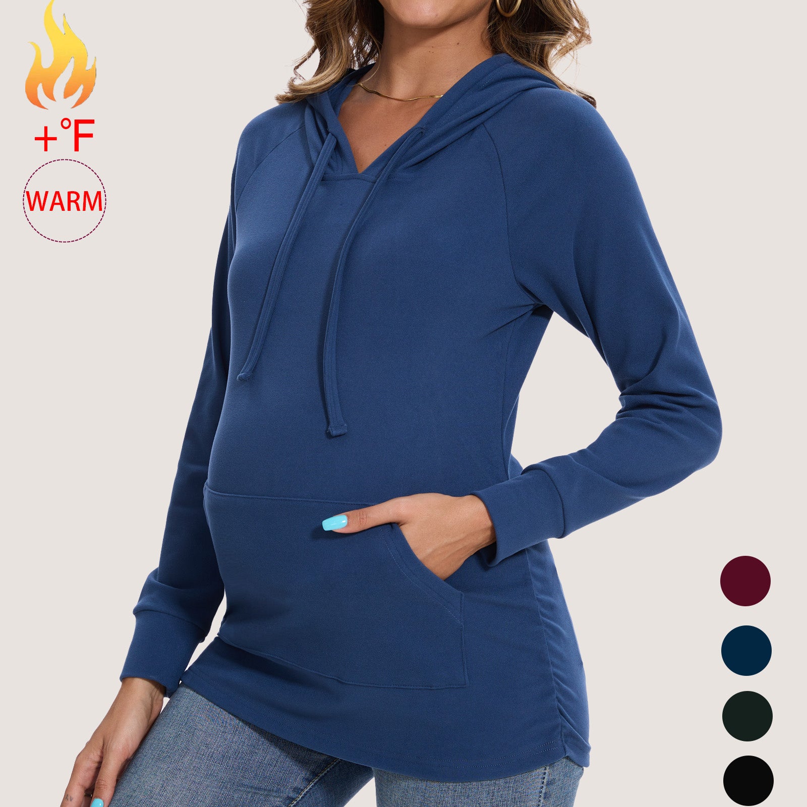 Bearsland Women's Maternity Hoodie Long Sleeves Shirt Casual V neck Top