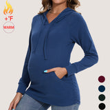 Bearsland Women's Maternity Hoodie Long Sleeves Shirt Casual V neck Top