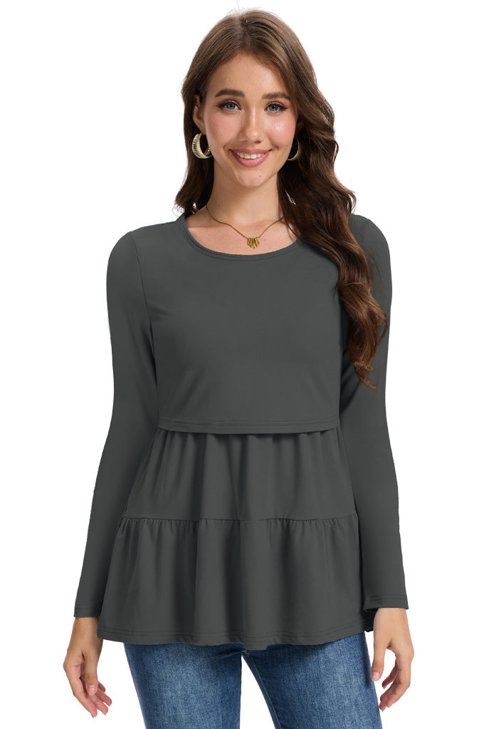 Bearsland Women’s Nursing Top 3pack Long Sleeve Scoop Neck Breastfeeding Shirts