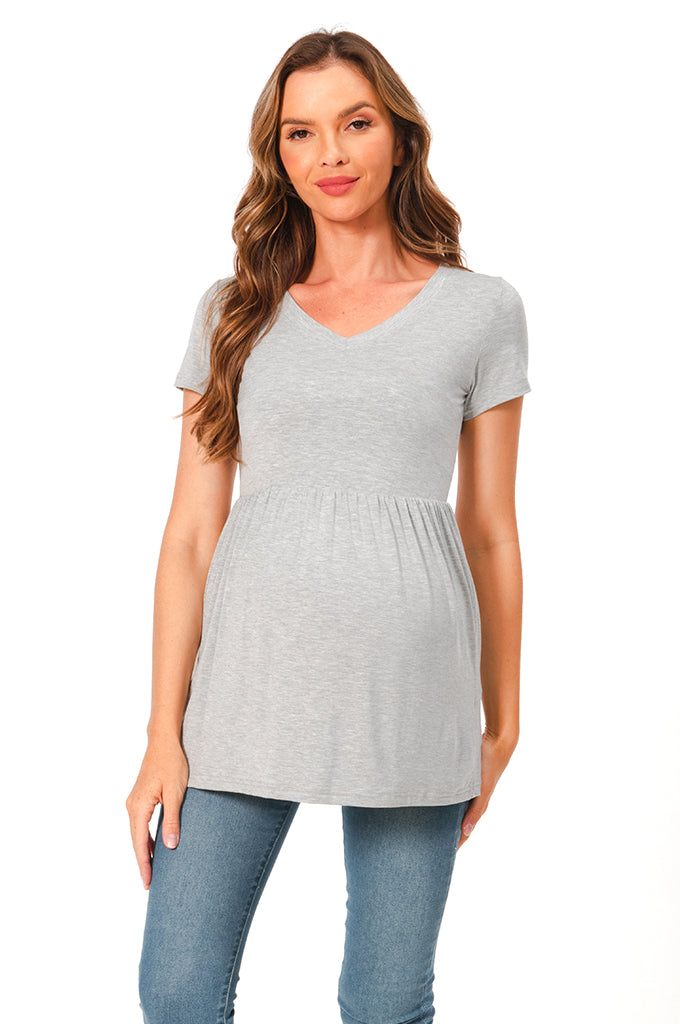 Bearsland Maternity Tops Short Sleeve V Neck Breastfeeding Shirt