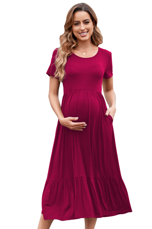 BEARSLAND round neck short sleeve maternity dress