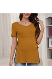 Bearsland Women's Maternity Shirt Casual Tops Side Split Pullovers Pregnancy Clothes