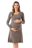 Bearsland Long Sleeve Ruffle Hem Maternity Dress