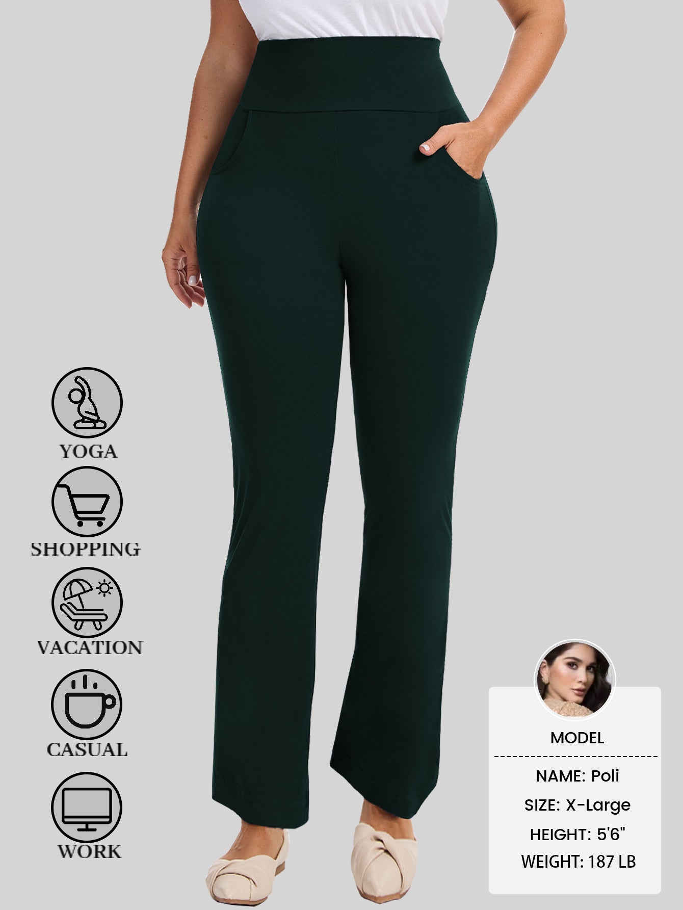 Womens Plus Size Flare Leggings with Pocket 3-Pack
