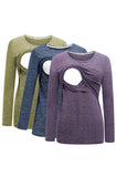 Women's 3 Packs Maternity Clothes Long Sleeves Breastfeeding Shirts Nursing Top