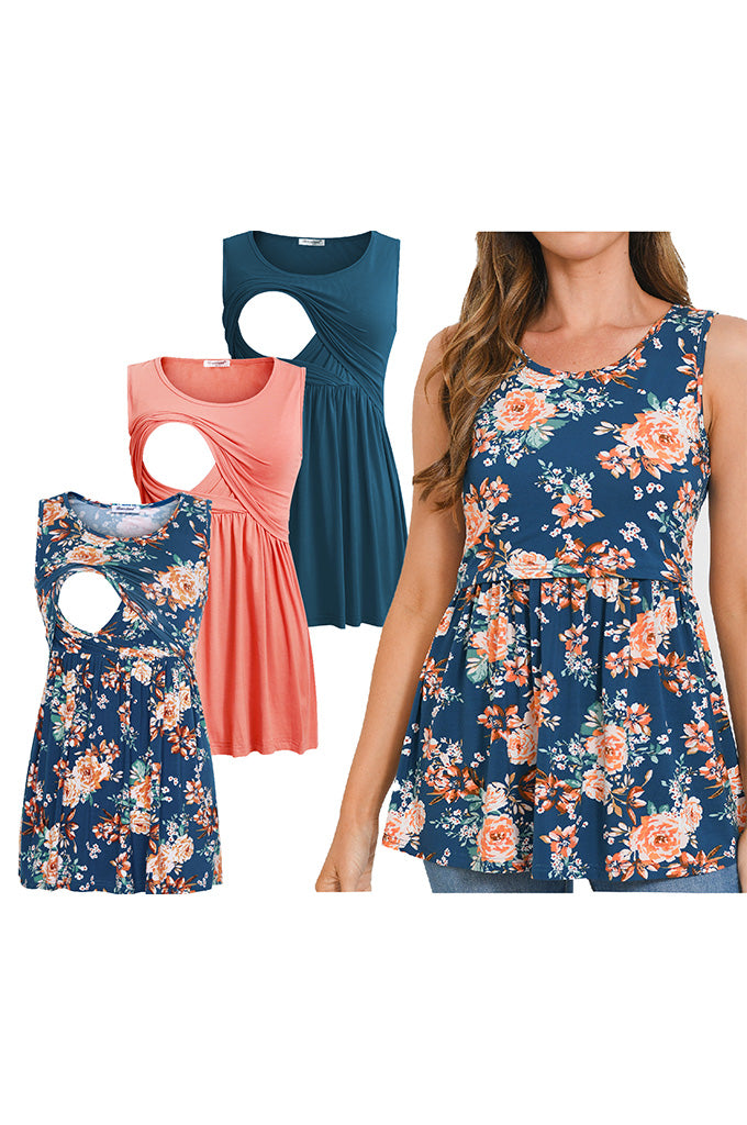 Bearsland Women's Sleeveless Round Neck Nursing Tank Top