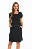 Bearsland Women's Short Sleeve Maternity Dress with Pocket