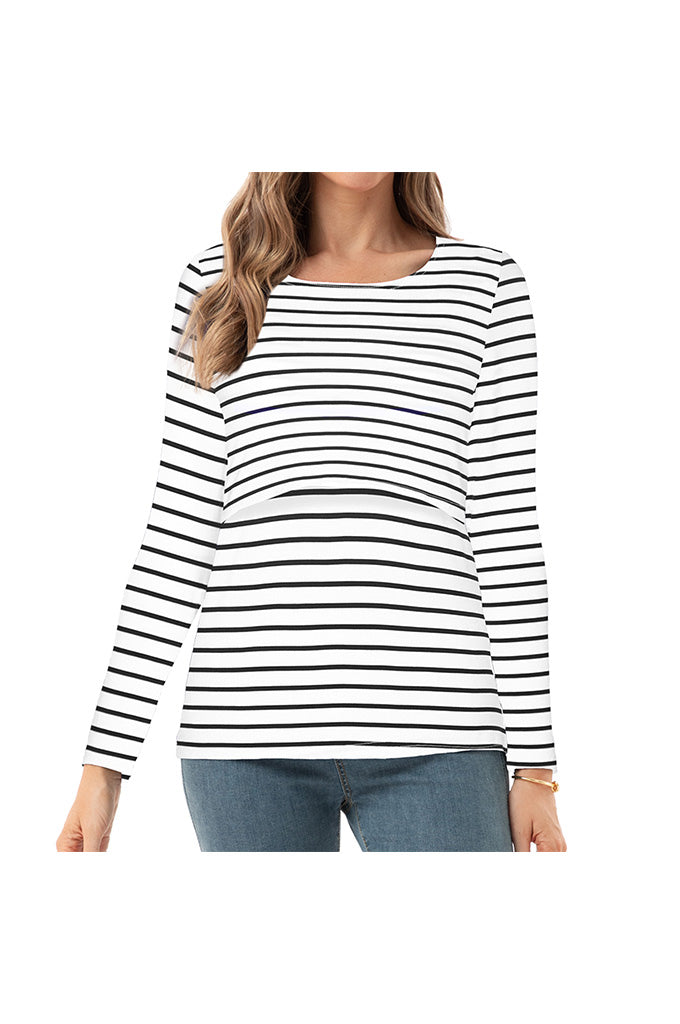 Women's Maternity Nursing Tops Comfy Long Sleeve Breastfeeding T-Shirt 3-Pack