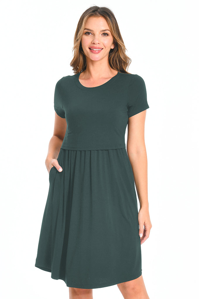 Bearsland Women's Short Sleeves Nursing Dresses with Pockets