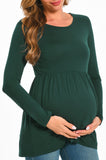 BEARSLAND Round Neck Long Sleeve Maternity Top