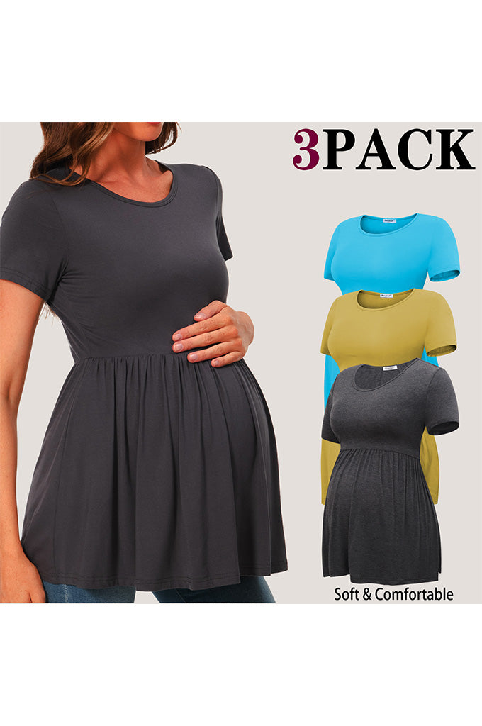 Bearsland Scoop Neck Short Sleeve  Maternity Tops